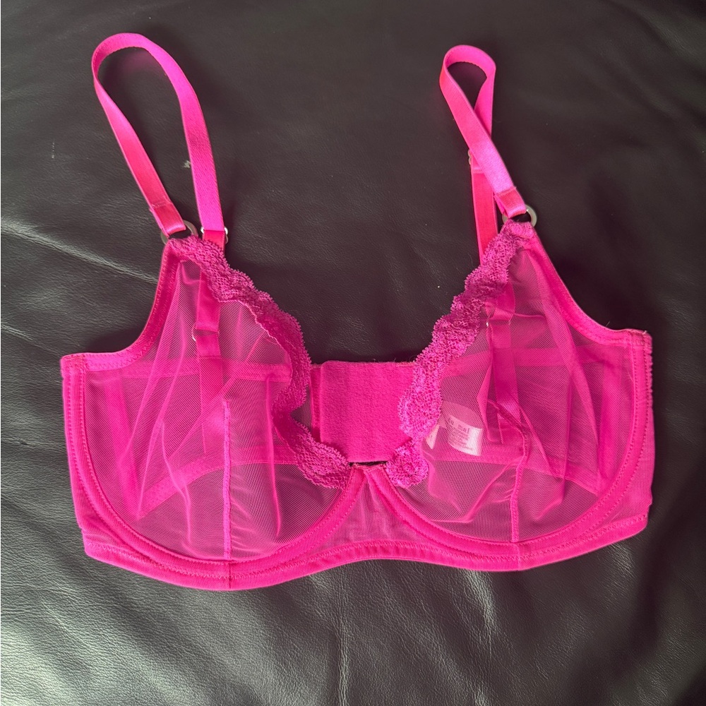 Fleur du Mal Sheer tulle Pink Bra 32G